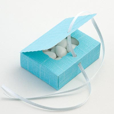 Celeste Blue Silk Rectangular Scalloped Edge Box (Clearance)