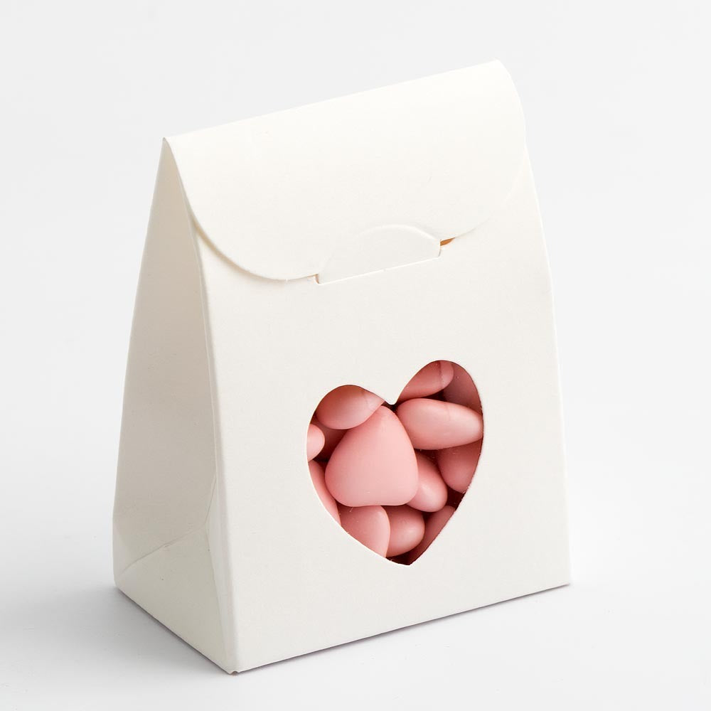Sacchetto Box with Heart shaped Window - Powder White