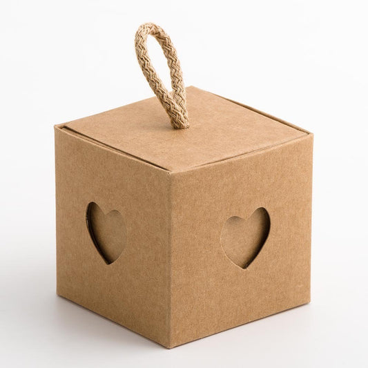 Rustic Kraft Cube Box with Cord