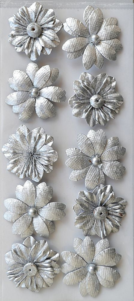 Metallic Flowers - Silver (Clearance)