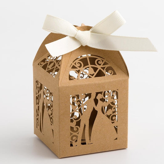 Filigree Bride & Groom Box - Kraft