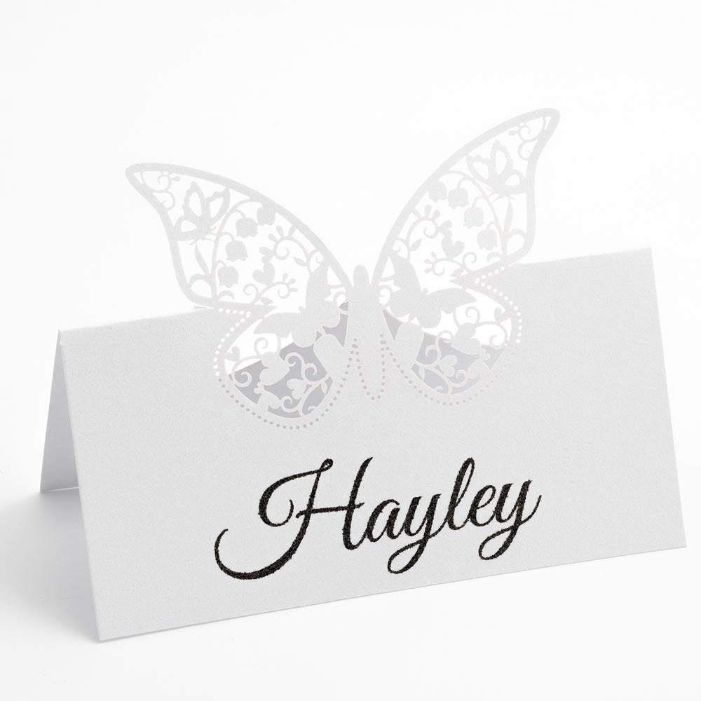 Filigree Butterfly Place Card - White