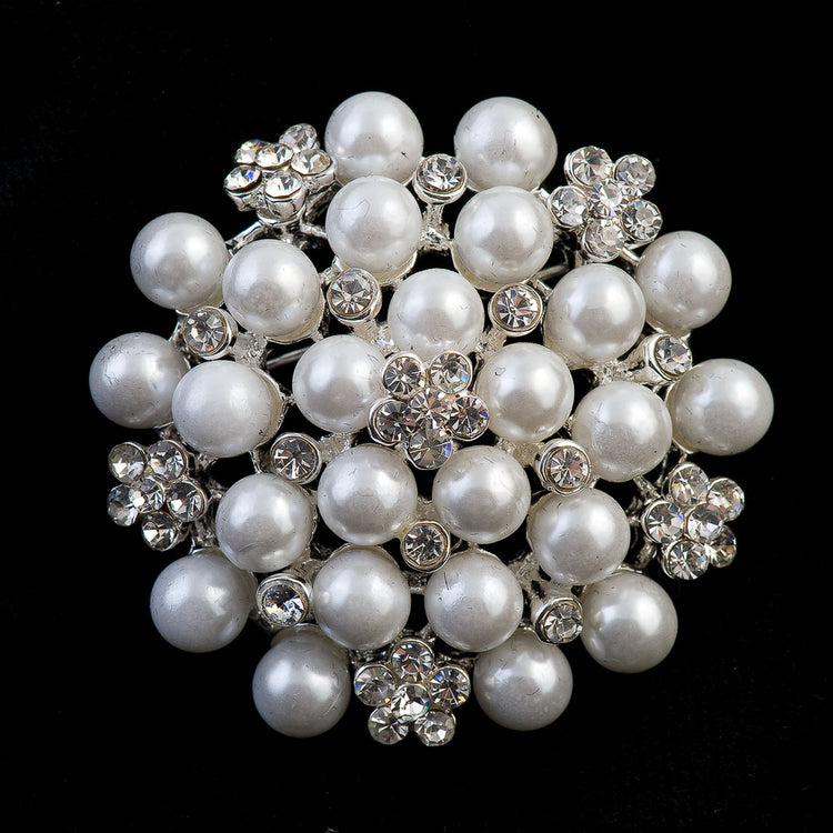 Diamante and Pearl Brooches
