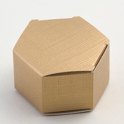 Hexagonal Box - Gold Silk