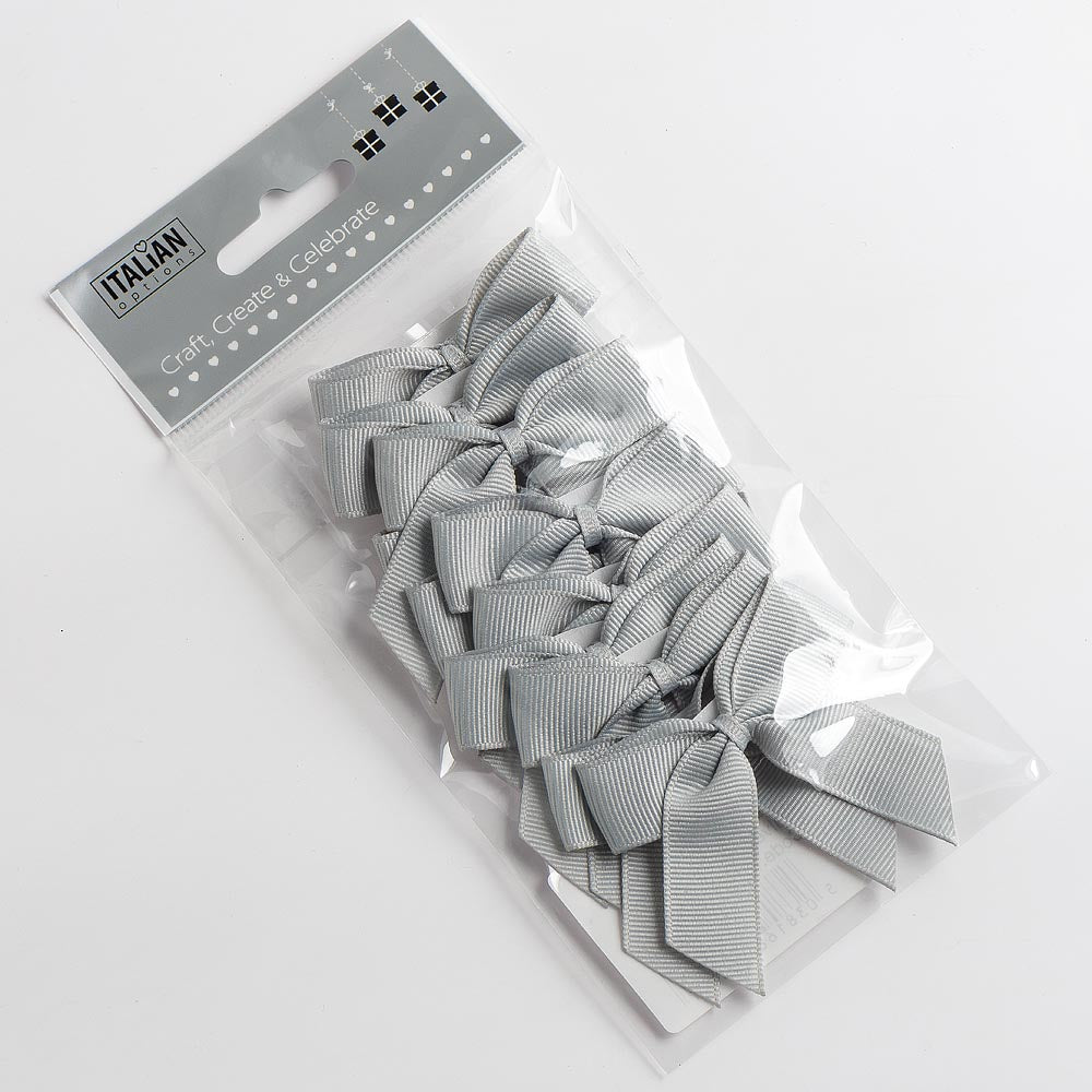 5cm Grosgrain Ribbon Bow -  Silver