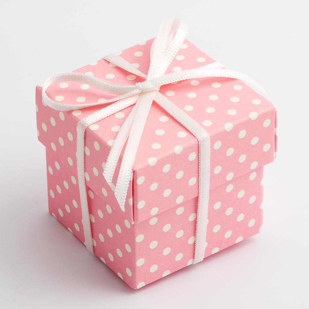 Square Box - Pink Polka Dot
