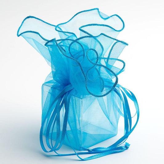 Organza Drawstring Wraps - Turquoise (Clearance)