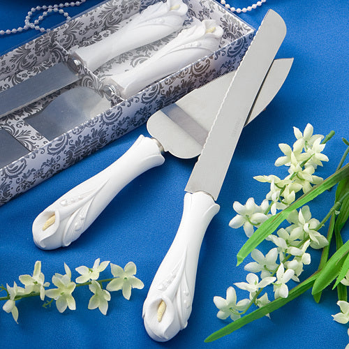 Wedding Knife/Server Set Calla Lily Design (Clearance)