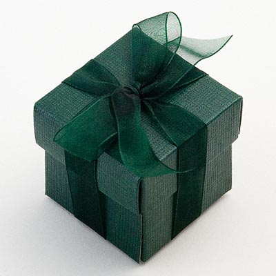 Square Box - Dark Green Silk (Clearance)