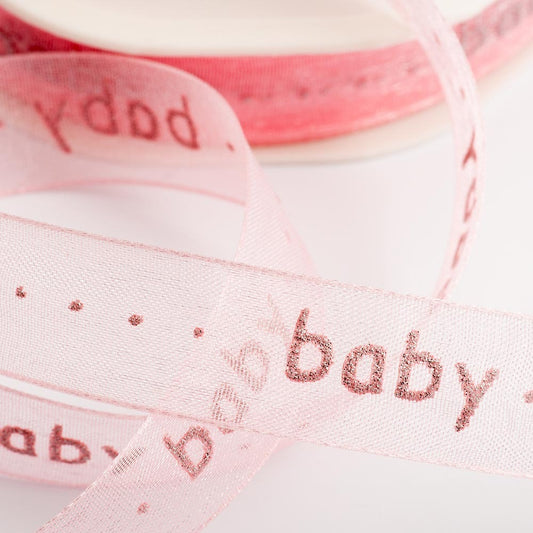 Baby Organza Lurex Ribbon - Pink