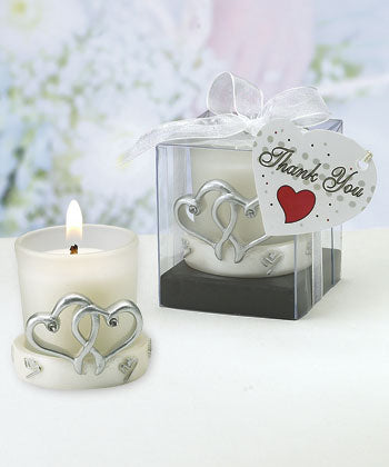 Interlocking Silver Heart Design Candle Holder (Clearance)