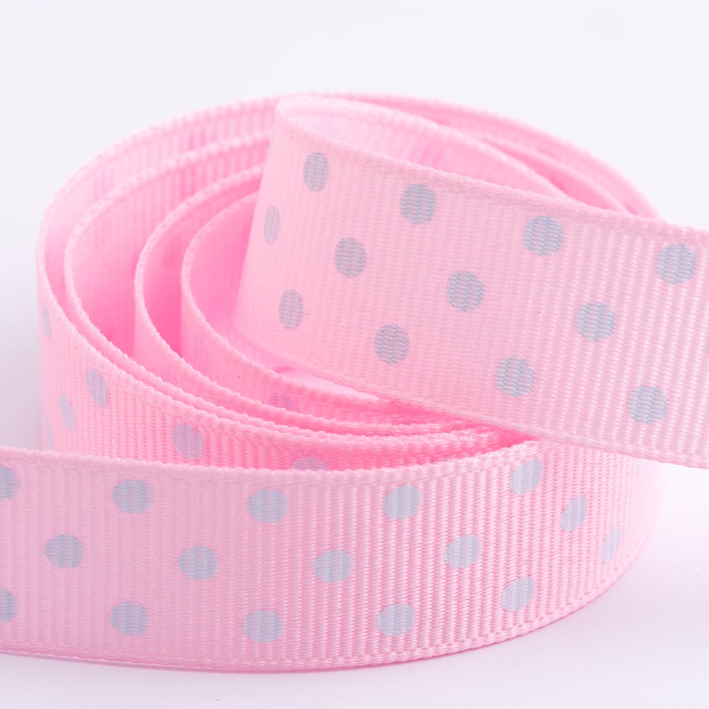 Polka Dot Grosgrain Ribbon – Pink