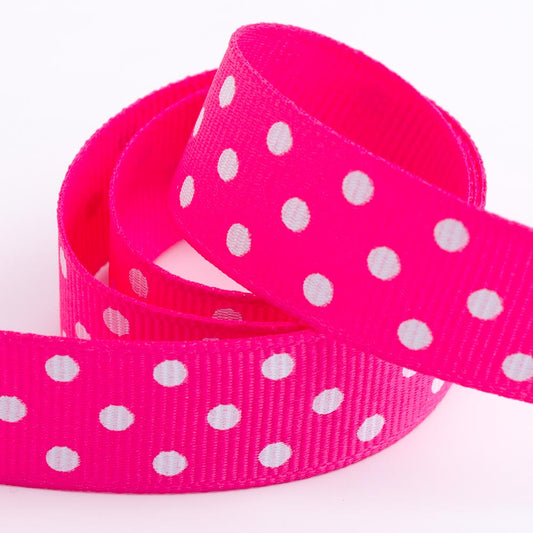 Polka Dot Grosgrain Ribbon – Shocking Pink