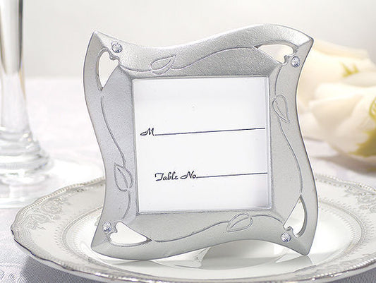 Silver Place Card Frame with Cut Out Hearts (Clearance)