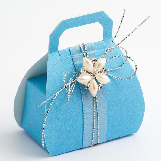 Handbag Box - Blue Silk