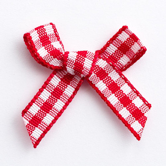 Gingham Bows 3cm - Red
