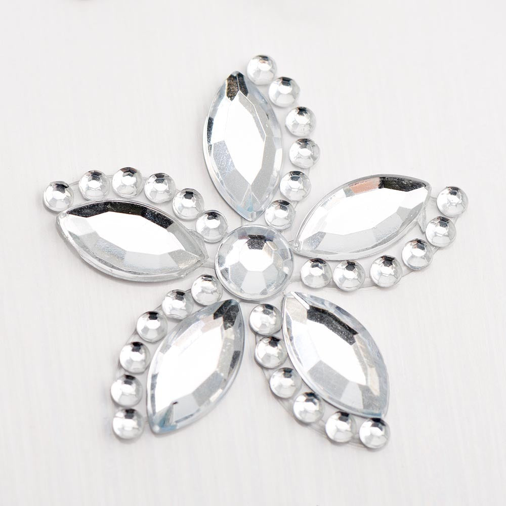 Diamante Flower with Accent Petals - Self Adhesive