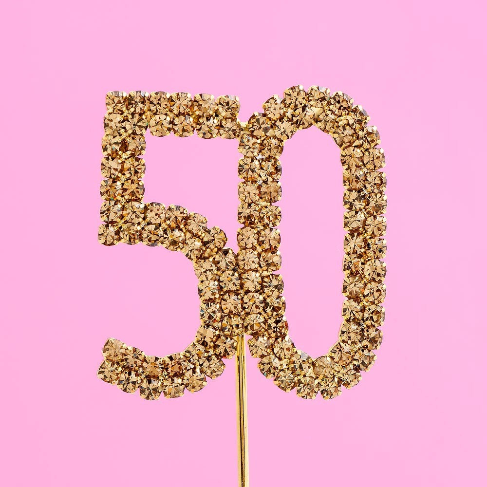 Gold Number 50 Diamante Cake Topper