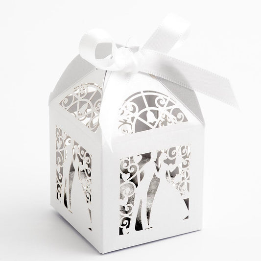 Filigree Bride & Groom Box - White