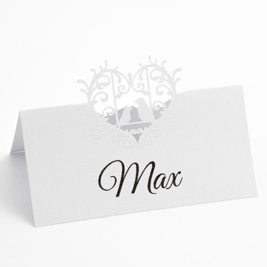 Filigree Bird Cage Place Card - White