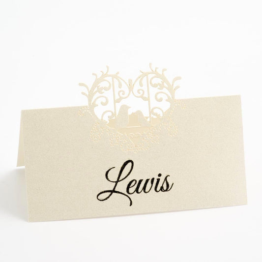 Filigree Bird Cage Place Card - Ivory