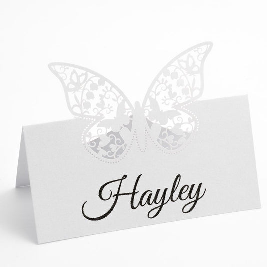 Filigree Butterfly Place Card - White