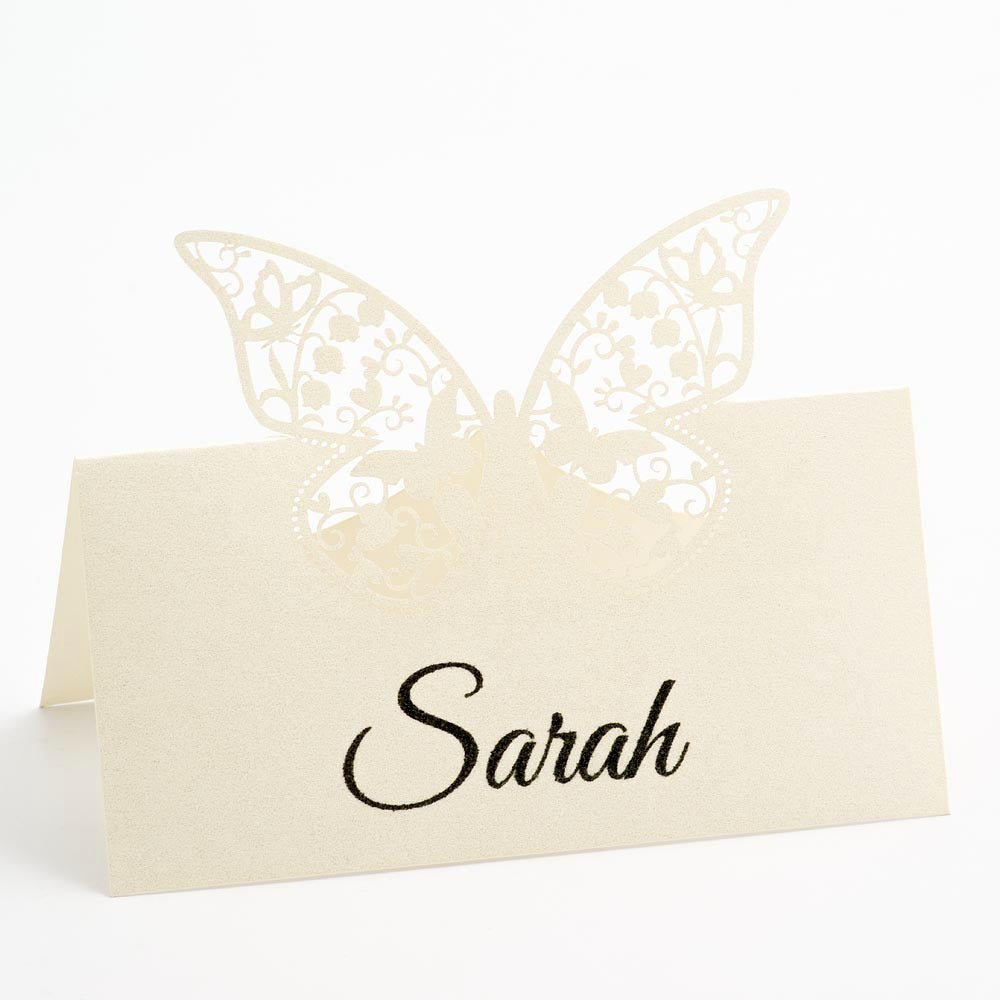 Filigree Butterfly Place Card - Ivory