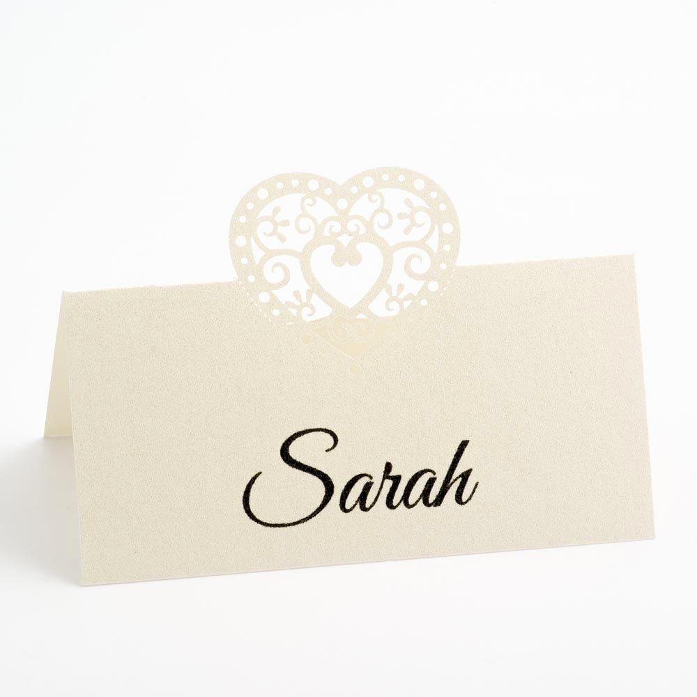 Filigree Heart Place Card - Ivory