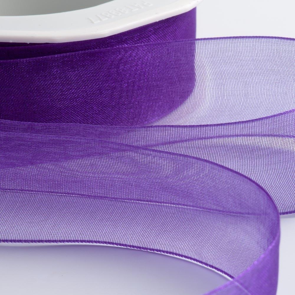Organza Woven Edge Ribbon - Purple